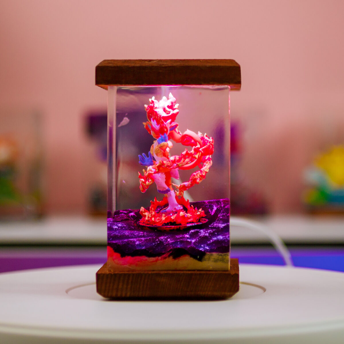 Handmade Infernape Resin Lamp featuring intricate design and vibrant colors, perfect for Pokémon fans and collectors.