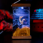 Handmade King Ghidorah Resin Lamp featuring intricate design and vibrant colors, ideal for fans of Godzilla and collectors.