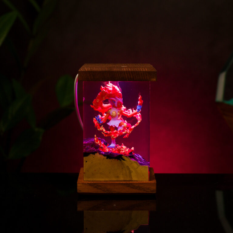 Handmade Infernape Resin Lamp featuring intricate design and vibrant colors, perfect for Pokémon fans and collectors.